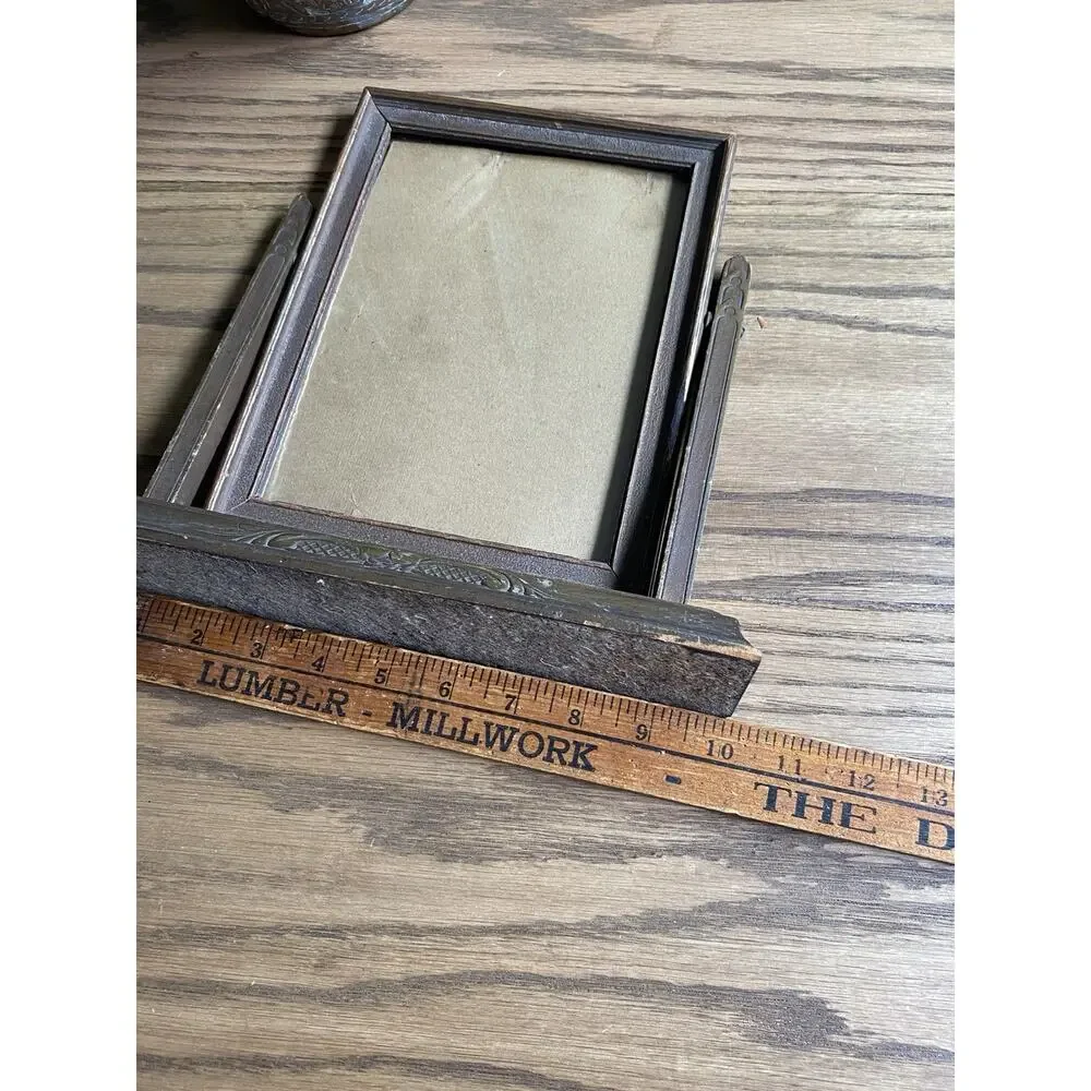 Antique Art Deco Wood Swing Frame Tabletop Picture Frame